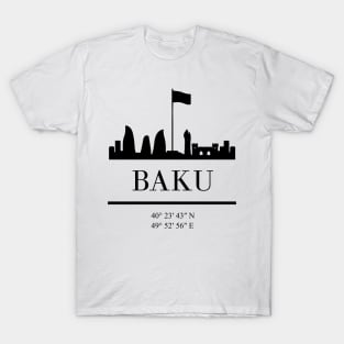 BAKU AZERBAIJAN BLACK SILHOUETTE SKYLINE ART T-Shirt